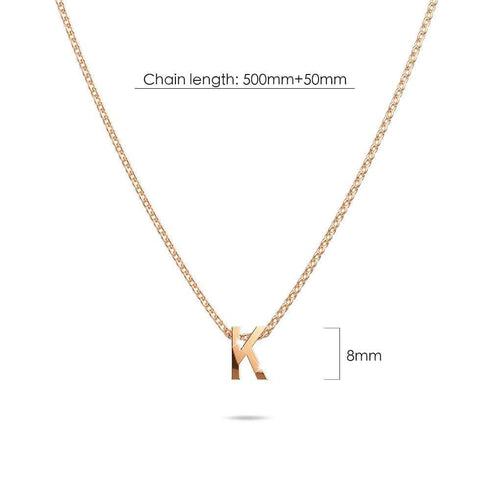Initials Brick Alphabet Letter Necklace Rose Gold Layered Steel Jewellery